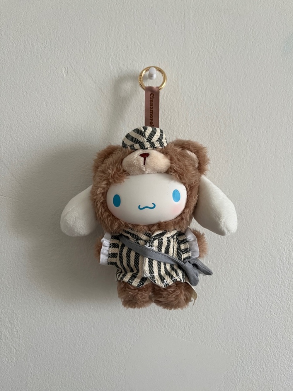 Plush Character Keychain in Brown and White - Cute Companion Accessory